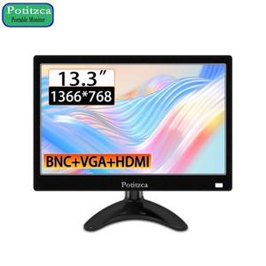 노트북 PC 라즈베리 파이 PS4 Xbox용 휴대용  13.3 인치 1366x768 HD 16:9 디스플레이 HDMI VGA BNC  포트