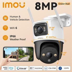 크루저 듀얼 8MP 렌즈 야외 PT 카메라 홈 보안 IP AI 인간 및 차량 감지 감시