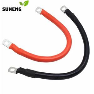 배터리 충전용 순수 구리 와이어 아이 링 터미널 커넥터 연장 태양광 케이블 25 mm2 4AWG 20cm 50cm
