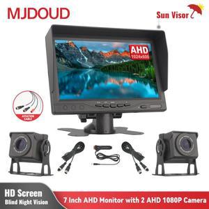 12인치 휠캡 MJDOUD 차량용 AHD 모니터, 트럭 주차용 후방 카메라 포함, 12-24V 스크린, 야간 투시경 1080p