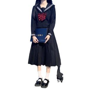 컨셉 교복 의상 흑세라복 가을 대만 대회 부만축 하이틴 빅사이즈 서코 흰색 치마