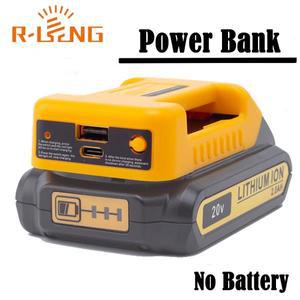 노트북 휴대폰 고속 충전용 Type-C가 포함된 USB가 DeWalt 18V 리튬 배터리용 보조베터리 충전기(배터리 없