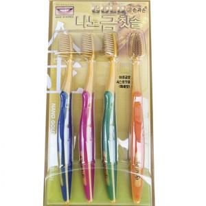 국산 GOLD 나노 금칫솔 이중미세모 향균 금모 4pcs 기능성치솔