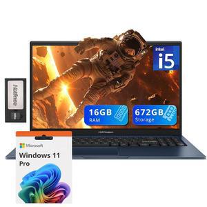 ASUS Vivobook 15.6 FHD 노트북 인텔 i5-1235U 16GB DDR4 RAM 672GB 스토리지 (512GB SSD+160GB 도킹 스테