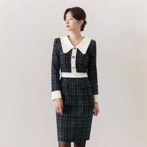 [시크라인] 루엔드 빅 카라 트위드 원피스