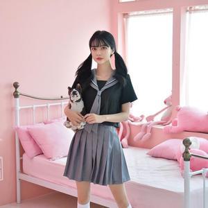 [BZHKL5JN_51]교복몰 그레이 일본여고생 세라복 세트 반팔
