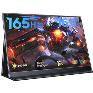 매직레이븐 165HZ 휴대용 게이밍 모니터, 16인치 1920X1200 500니트 노트북 스피커가 있는 두 번째 컴퓨터 디스플레이, PC폰 PS5용 듀얼 스크린 여행용 모니터 /4 XBOX 호환용 스위치