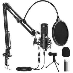 오디오 어레이 AM-C1 USB 콘덴서 마이크 키트 | 팟캐스트, 온라인 회의, 게임, 노래 및 라이브 스트리밍용 붐 암, 팝 필터, 커버, 스파이더 쇼크 마운트, 트라이포드 250만 케이블