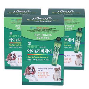 리얼펫 아이&리버케어 강아지 고양이 눈 간 영양제 60스틱x3박스