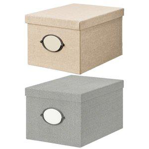 [이케아] KVARNVIK 크바른비크 수납상자+뚜껑 25x35x20cm/수납함/리빙박스/의류보관함/정리함