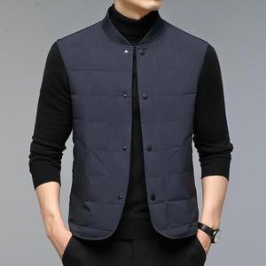EAMT 남자 패딩조끼 야구 기모 버튼 화이트오리털 조끼 코트 싱글 추동 EUNG3