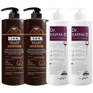 [닥터라파알] 독일산 맥주효모 탈모 샴푸 1L x 2 + 단백질 트리트먼트 1L x 2 모발 볼륨 개선 손상모 개선