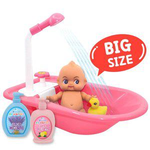 [기타]R 오즈토이 빅사이즈 퐁퐁 물이 나오는 샤워기 욕조 목욕놀이완구 분홍 oz-3312 pink 아기 인형