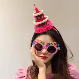 (화이트) 생일 축하 케이크 머리띠 파티 이벤트 생일파티/행사/케？？/장식/귀여운/이벤트/아이템/파티용