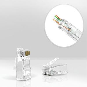 관통형 CAT6 RJ45 100개입 플러그 락부트 일체형 UTP 8P8C 잭 기가 랜선 랜케이블 제작 커넥터 랜툴 공사