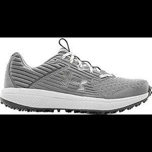 구기스포츠 야구 언더아머 남성 트레이닝 슈즈 Mens Yard Turf Baseball Cleats - GreyWhite26 병행 수입품