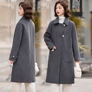 여성 추천각 모피 코트 울 롱 추동 칼라 루즈핏 슬림핏 모직 OOTD4