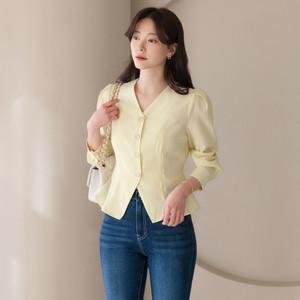 [시크라인] (~XXL까지) 키젠 시스루 브이넥 블라우스 봄 가을 오피스 하객룩 나들이 데이트 모임 미시 빅사이즈