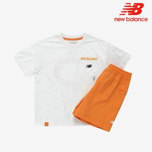 뉴발란스 키즈 2포켓 일러스트 우븐 셋업 NK9YE2402U-10 반팔티 _