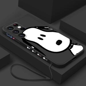 만화 귀여운 Snoopy S 삼성 S24 S20 Fe S10 노트 20 울트라 라이트 플러스 액체 왼쪽 로프 전화 케이스