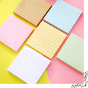 라인 점착 메모지 80매 75x75mm 6색 메모노트 필기 사무용품 문구류 스티커 메모패