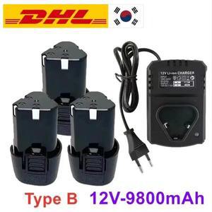 기존 12V 9800mAh 유형 B 전동 공구 범용 충전 배터리 드라이버 전기 드릴 리튬 이온