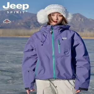 JEEP SPIRIT 여성 방수 바람막이 후드 오버핏 야상 재킷