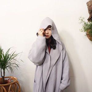 [하프클럽/앞머리]오버핏 롱 후드 니트가디건n1026
