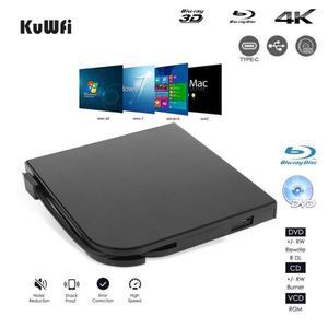 블루레이 플레이어 외부 4K 3D 블루 레이 DVD 드라이브 휴대용 USB3.0 Type-C 버너 HD CD/DVD 플레이어 라