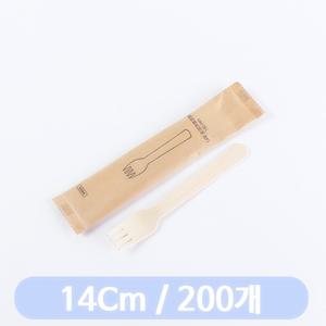 나무 우드 포크 14cm 개별 포장 200개 일회용 소풍 피크닉 배달