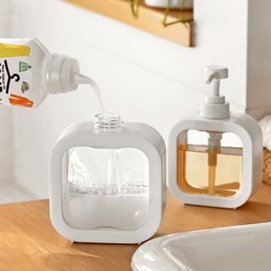 화이트 투명 펌프식 리필통 샴푸 바디워시 주방세제 비누 여행용 소분용(300ml)