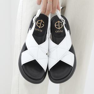 제이슈 지쎄수제화 천연양가죽 티토 스트랩 플랫샌들 4cm