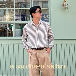 [YULL] 남자오버핏셔츠 가을 남방 데일리 링클프리 남자 스트라이프 셔츠