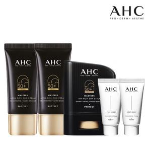 AHC 마스터즈 아쿠아리치 선크림 듀오세트+에어리치 선스틱 14g+(GIFT)클렌징폼30ml 2개