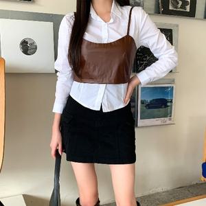 네쥬 여성 가을 크롭 레이어드 데일리 예쁜 크롭 뷔스티에