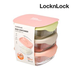 락앤락 바로한끼 밥용기 LITE 320ml 3P세트 이유식 냉동밥 보관용기 전자레인지 내열 유리 LNG501S3