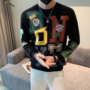 완벽호환 남성용 퓨어 코튼 코트 상의, 벨벳 긴팔, 두꺼운 하의 티셔츠, 트렌디 , 가을, 겨울, 신상
