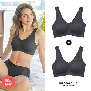 [감탄브라] [크로커다일] 라이크라 쉘론 몰드부착 런닝형 감탄브라 2종 블랙+블랙 CDWBR5M21_2