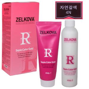 젤코바 리플렉스 세피아 칼라 골드 염색약 1제2제 각220g (색상 4N자연갈색) /(소량구매구성) /저자극염.색약 염색 새치염.색 새치커버/ 정품