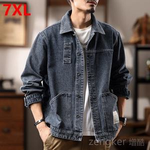 남자 데님 빅사이즈 청자켓 남성용 재킷 블랙 라지 사이즈 루즈한 플러스 5XL 남성 코트 타이드 7XL 6XL 가