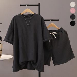 [모노시크] 코렌드 꽈배기 박시 티셔츠 + 밴딩 팬츠 세트_MNOG764