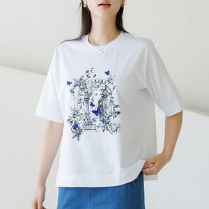 (~88size)[CLASSIQUE] 클리아나비자수티셔츠 TBE3029_YC