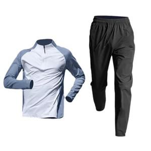 남자 짧은 소매 러닝 운동복 반바지 Tracksuit 체육관 스포츠 훈련 세트 피트니스 의류 얼음 실크 빠른 건