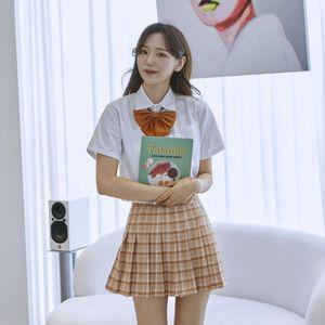 교복몰 오렌지 체크 스커트학생 치마 여성
