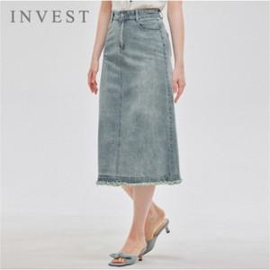 [인베스트] [77까지] 프린지 디테일 데님 스커트_IN5M3SK8231