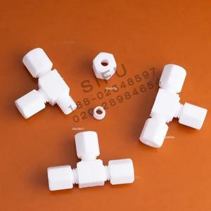 PTFE 티 커넥터, 폴리테트라 플루오르, 3 웨이 파이프 조인트, 바이트 타입 페룰 피팅, 2mm, 10mm,
