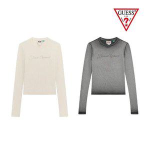 갤러리아 GUESS S/S [여성] YP1K2332 핫픽스 로고 그라데이션 슬림 골지 긴팔티
