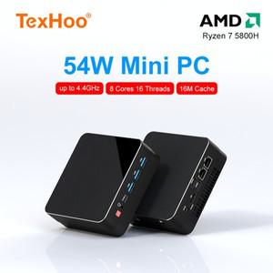 TexHoo 미니 PC 컴퓨터 게임 AMD Ryzen7 5800H 포켓 듀얼 HDMI LAN WIFI6 Windows 11 Pro NUC Office DDR4