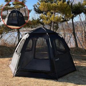 육각 텐트 8인용 블랙 캠핑 야외 취침 파티 가족 휴식