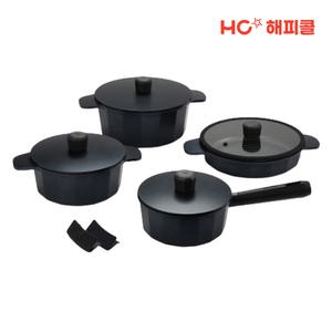 HC해피콜 FLANC IH 인덕션 주물냄비 5종세트 [실리콘 손잡이 2P]